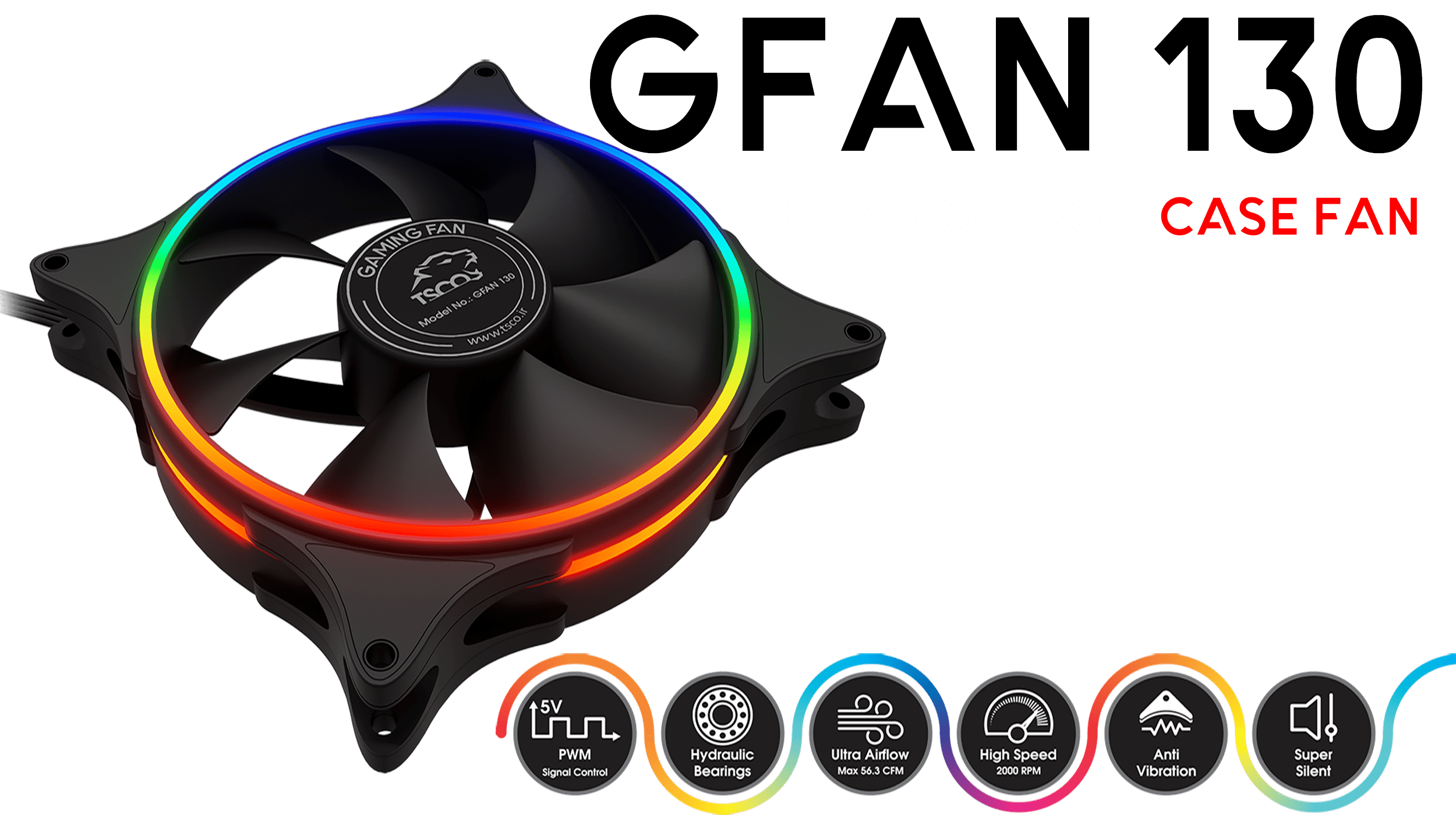 GFAN130 ORG TITR - فن کیس گیمینگ تسکو مدل GFAN 130