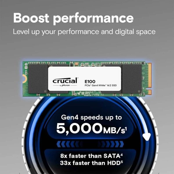 اس اس دی Crucial مدل E100 M.2 NVMe PCIe Gen4 ظرفیت 1 ترابایت - تصویر 2